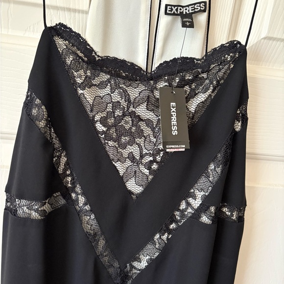 Express Black Lace Chemise Dress lined in White - Picture 1 of 7